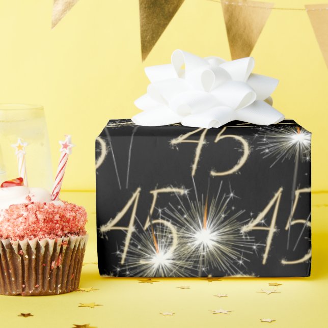 Papier Cadeau Boules d'or pour 45e anniversaire (Fête d'anniversaire)