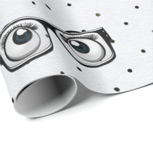 Papier Cadeau Boules d'yeux et lunettes sur papier Pois à envelo