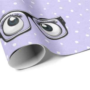 Papier Cadeau Boules d'yeux et lunettes sur papier Pois à envelo