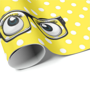 Papier Cadeau Boules d'yeux et lunettes sur papier Pois à envelo