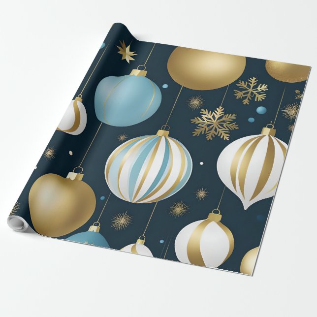 Papier Cadeau boules festives de noël enveloppant du papier (Déroulé)