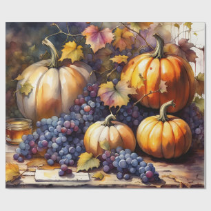 Papier Cadeau Bounty d'automne, citrouille, Miel de raisins