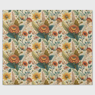 Papier Cadeau Bouquet audacieux de fleurs sauvages et de feuille