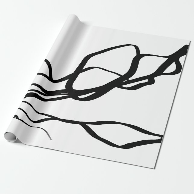 Papier Cadeau Bouquet Blanc : Abstrait blanc & noir (Déroulé)