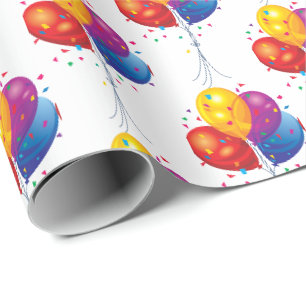 Papier Cadeau bouquet de ballon d'anniversaire sur blanc