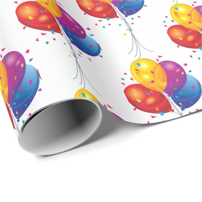 Papier Cadeau bouquet de ballon d'anniversaire sur blanc (Coin rond)