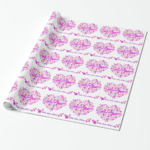 Papier Cadeau Bouquet de coeur personnalisé nom de soeur emballa