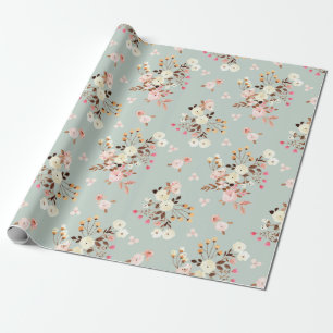 Papier Cadeau Bouquet de fleurs d'aquarelle rustique Motif à Sag