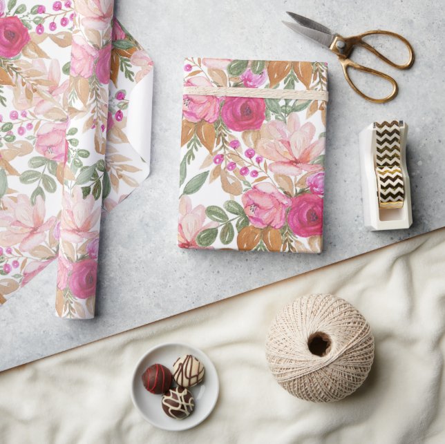 Papier Cadeau Bouquet De Fleurs Moelleux Pastel (Artisanat)