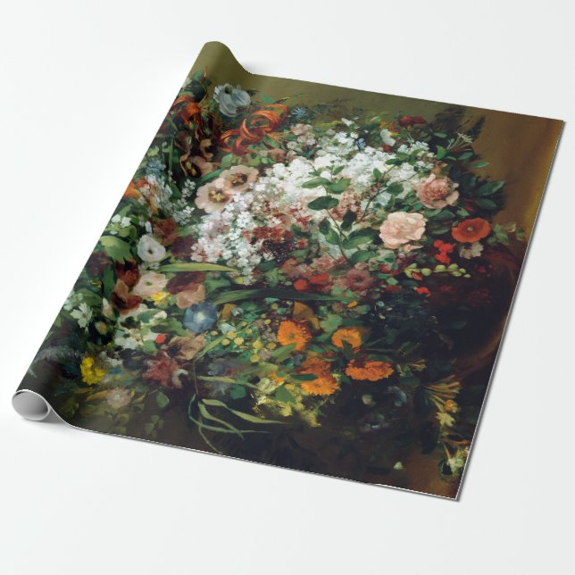 Papier Cadeau Bouquet de Gustave Courbet des fleurs dans un vase (Déroulé)