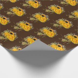 Papier Cadeau bouquet de tournesol marron