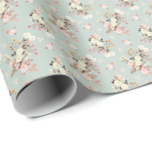 Papier Cadeau Bouquet floral à l'aquarelle pastel rustique
