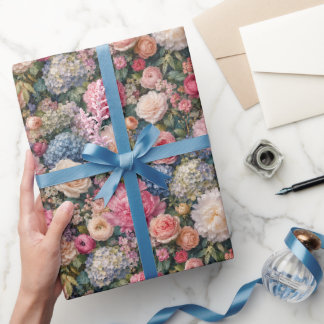 Papier Cadeau Bouquet Floral Luxuriant Haut de Gamme