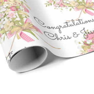 Papier Cadeau Bouquet mariage de fleurs Ajouter des noms