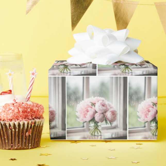 Papier Cadeau Bouquet Pink Peony (Fête d'anniversaire)