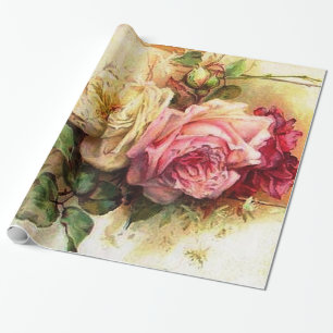 Papier Cadeau Bouquet rose de cru