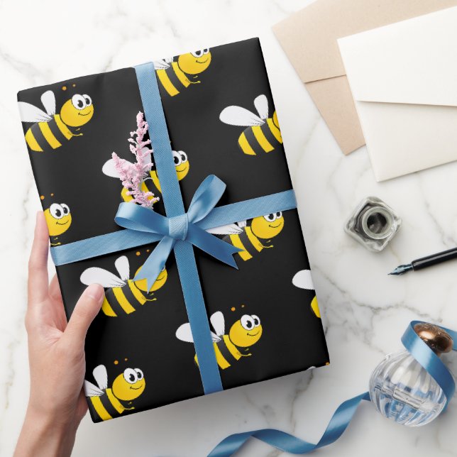 Papier Cadeau Bourdons noirs heureux mignons amusants (Cadeaux)