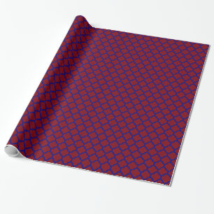Papier Cadeau Bourgogne Bleu Nuit Motif Quatrefoil Marocain #5