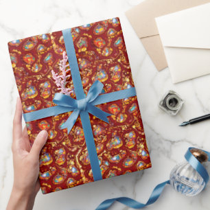 Papier Cadeau Bourgogne Chic Faux Foil Gold & Opal