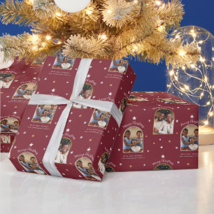 Papier Cadeau Bourgogne Élégant 2 Photo Arche Noël Moderne
