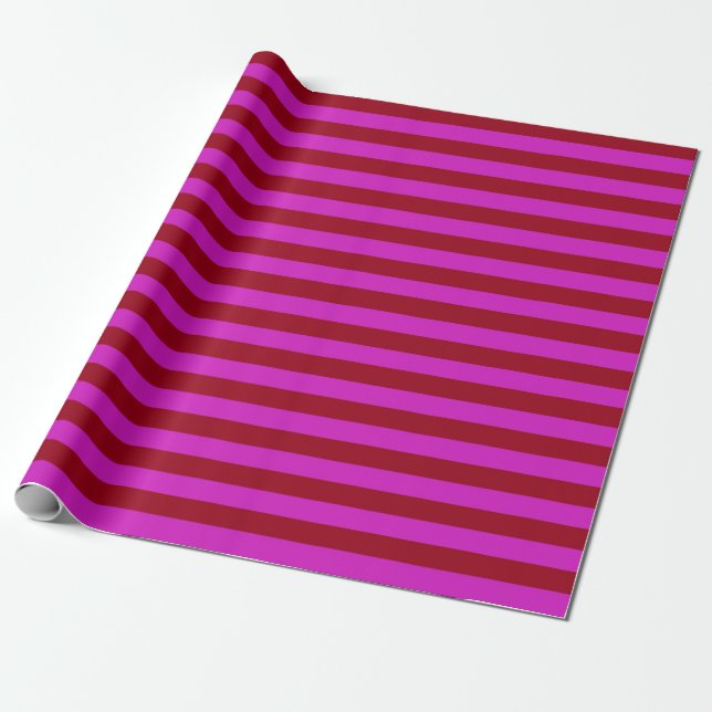 Papier Cadeau Bourgogne et rayures magenta (Déroulé)