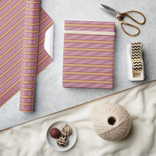 Papier Cadeau Bourgogne rouge cinq bandes motif