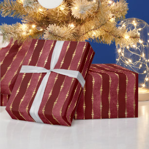 Papier Cadeau Bourgogne victorienne et bande d'or