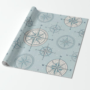 Papier Cadeau Boussole vintage motif nautique sans couture (1)