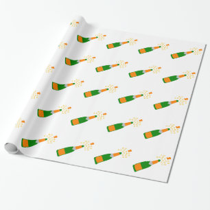 Papier Cadeau Bouteille de Champagne et liège sautant