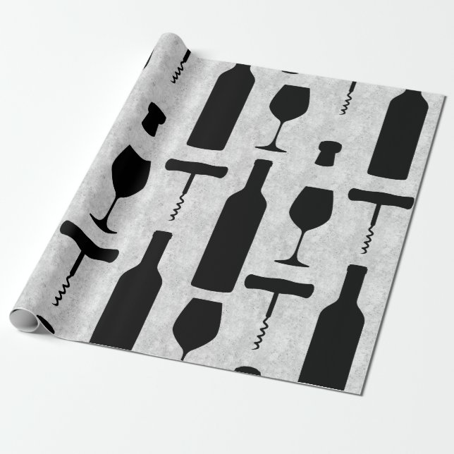 Papier Cadeau Bouteille de vin et verre (Déroulé)