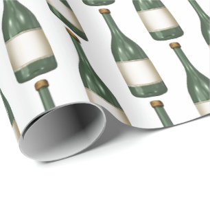 Papier Cadeau bouteille de vin vert