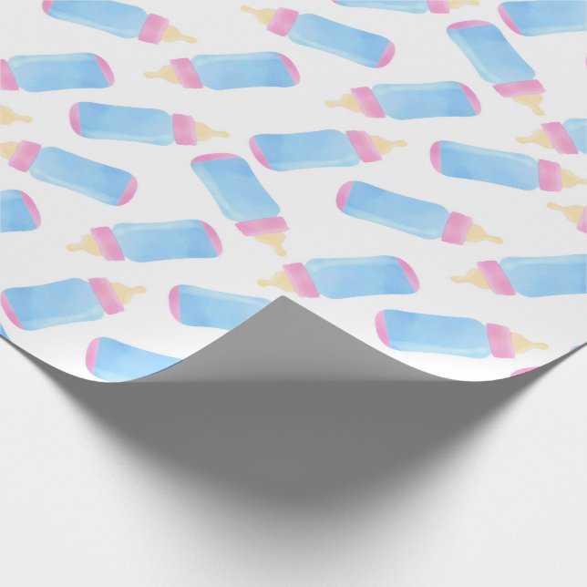 Papier Cadeau Bouteilles Bébé Bleu Garçon Baby shower Bébé migno (Coin)