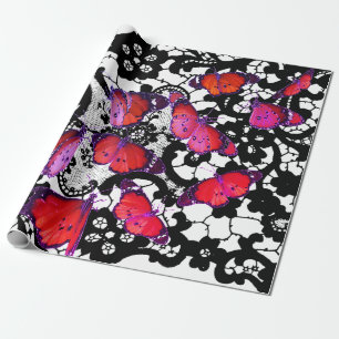 Papier Cadeau BOUTEILLES ET papier d'enveloppement en LACE NOIRE