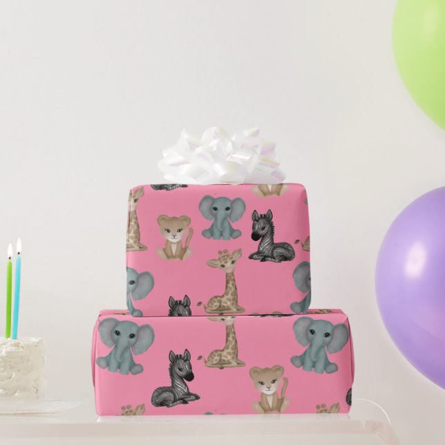 Papier Cadeau Bouteilles sur papier à Flamant rose rose (Cadeaux de fête)