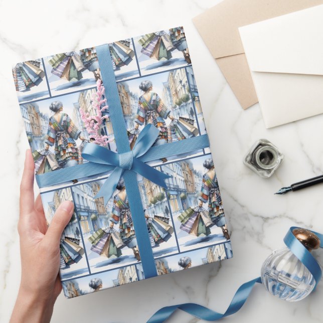 Papier Cadeau Boutique Femme Aquarelle Avec Sacs (Cadeaux)