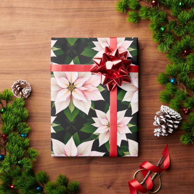 Papier Cadeau Boutique Holiday Blush Poinsettia Rollé Enveloppem (Cadeau de vacances)
