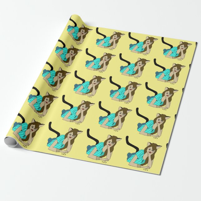 Papier Cadeau bouton catgirl (Déroulé)