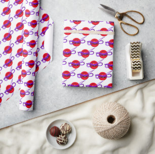 Papier Cadeau bouton rouge avec arc violet