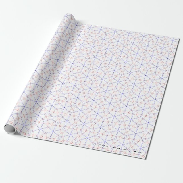 Papier Cadeau Boutons de tulipe bleu rouge (Déroulé)