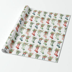 Papier Cadeau Bouts de Noël en aquarelle