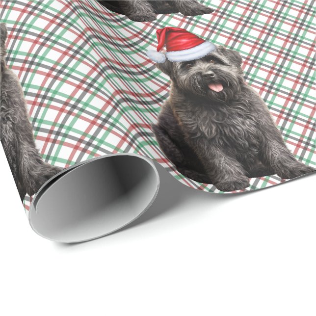Papier Cadeau Bouvier Flandres Chien Drôle Vacances Plaid Noël (Coin rond)