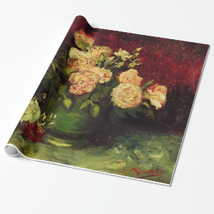 Papier Cadeau Bowl avec Peonies et Roses, Vincent van Gogh.