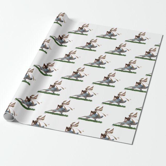 Papier Cadeau Boy Fairy Riding Sur Le Papier D'Enveloppement De  (Déroulé)