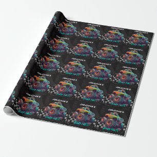 Papier Cadeau Boys Monster Truck Rally Anniversaire