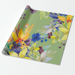 Papier Cadeau Branche aquarelle motif transparent. Image en blan