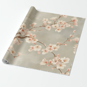 Papier Cadeau Branche de Sakura Fleur de Cerisier Vintage