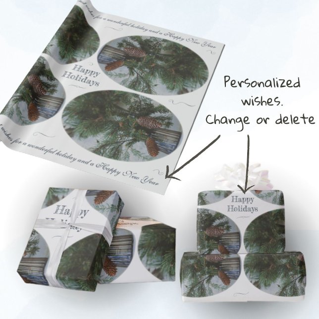 Papier Cadeau Branche d'épinette de Noël de style vintage (Créateur téléchargé)