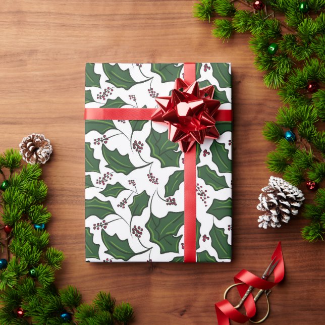 Papier Cadeau Branche Holly et baie (Cadeau de vacances)