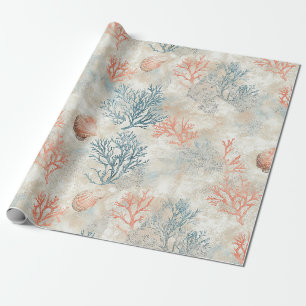 Papier Cadeau Branches de corail sophistiquées - Coquillage doux