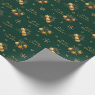 Papier Cadeau Branches de pin Gold Snowflake Bauble Ornement